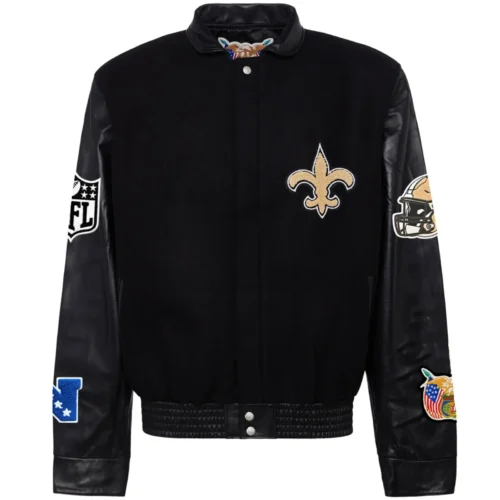 New Orleans Saints Jeff Hamilton Wool & Leather Varsity Jacket