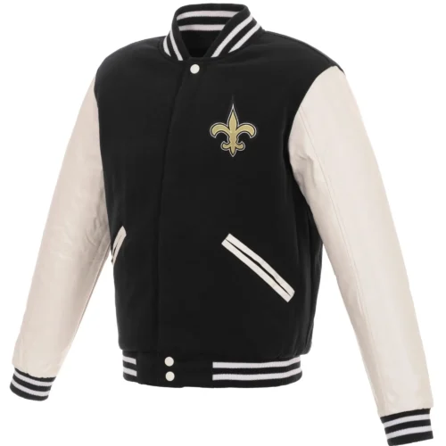 New Orleans Saints Wool & Faux Leather Varsity Jacket