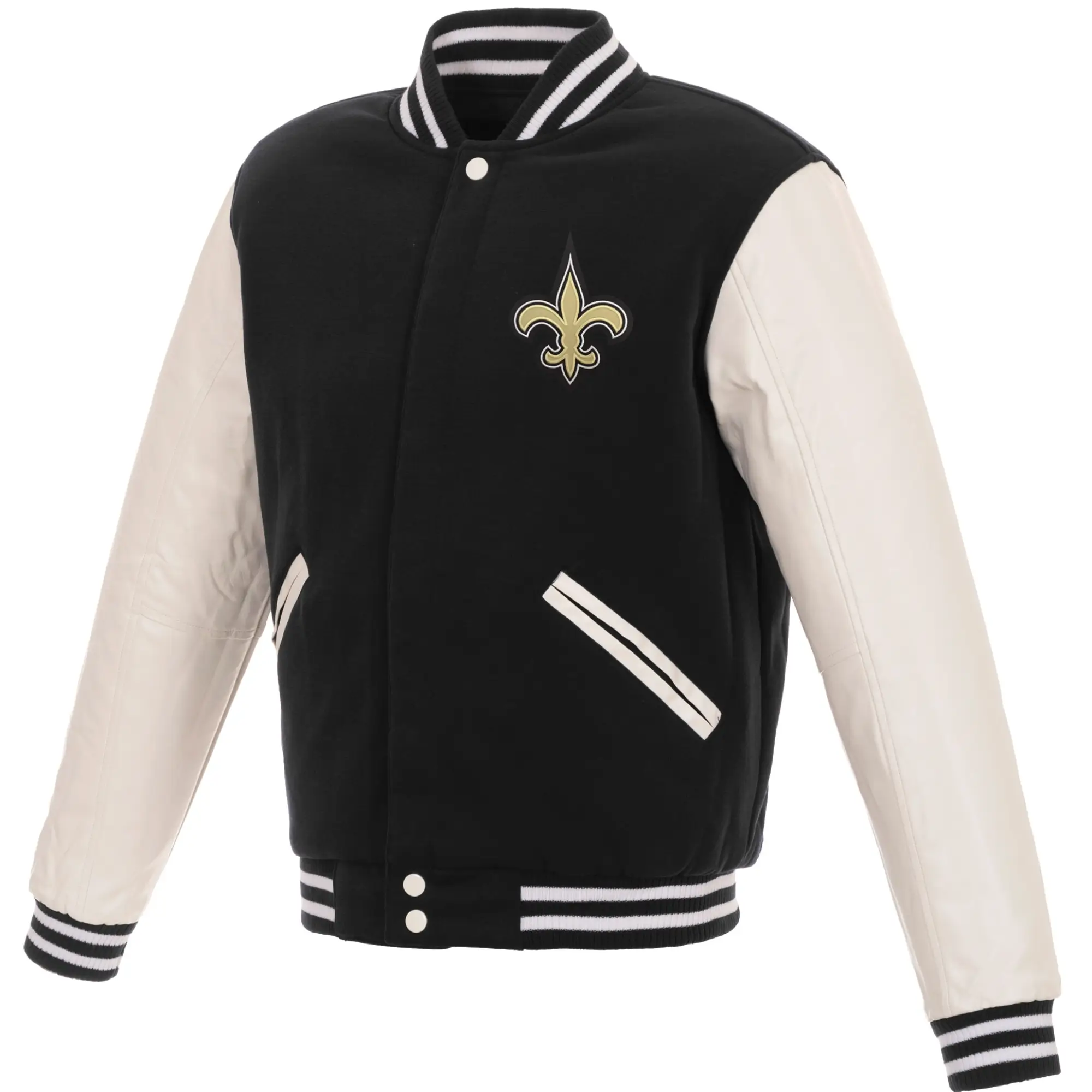 New Orleans Saints Wool & Faux Leather Varsity Jacket