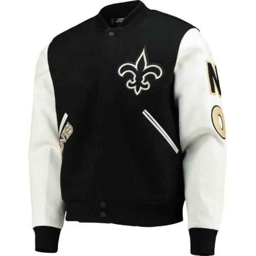 New Orleans Saints Wool & Leather Varsity Jacket