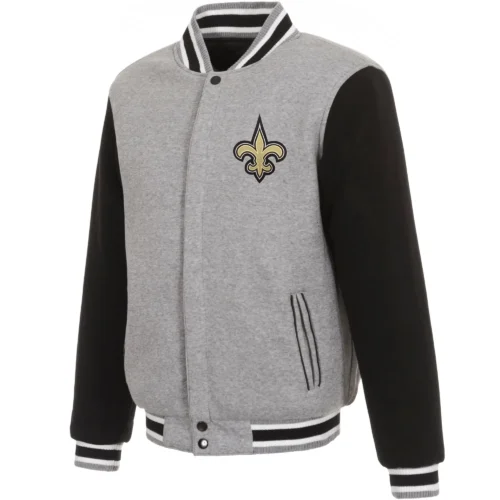 New Orleans Saints Wool Varsity Jacket Gray & Black