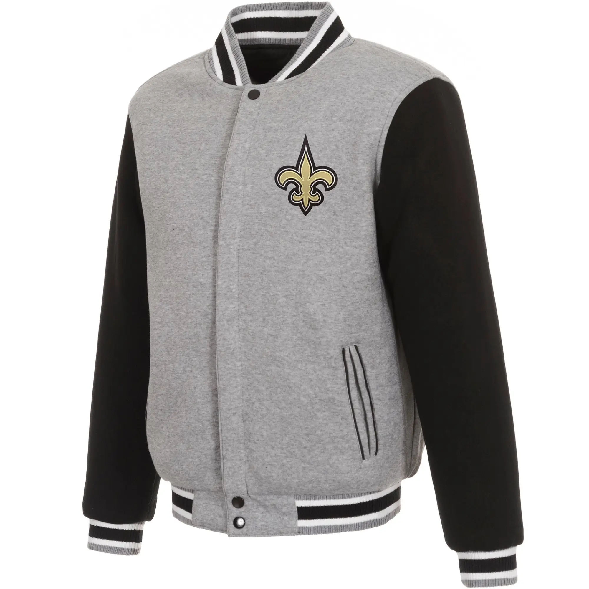 New Orleans Saints Wool Varsity Jacket Gray & Black
