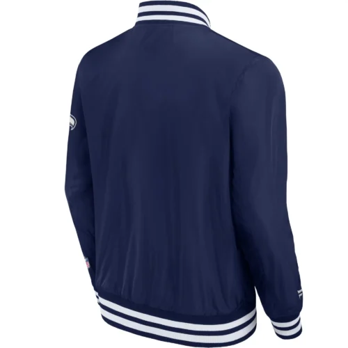 Seattle Seahawks Classic Rib Satin Navy Varsity Jacket