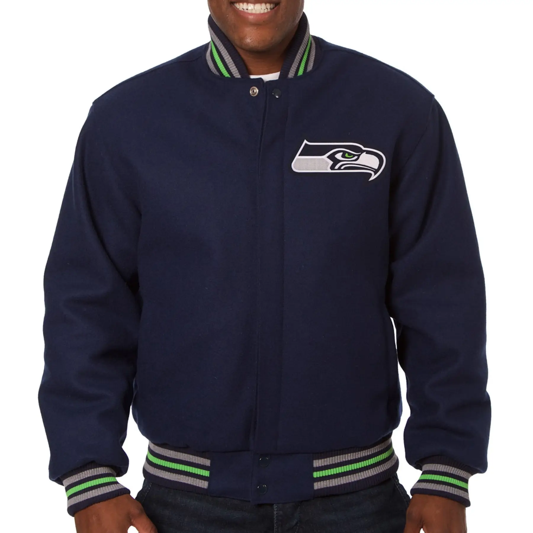 Seattle Seahawks Classic Rib Wool Varsity Navy Jacket