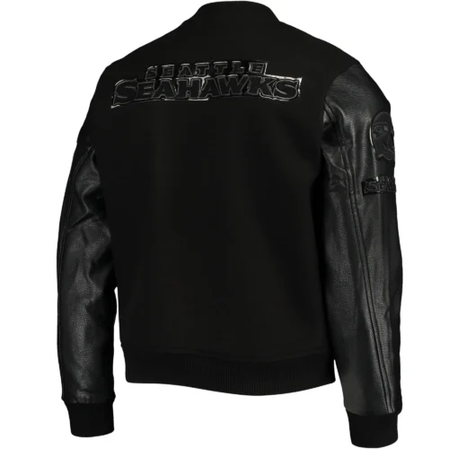 Seattle Seahawks Wool & Leather Black Varsity Jacket