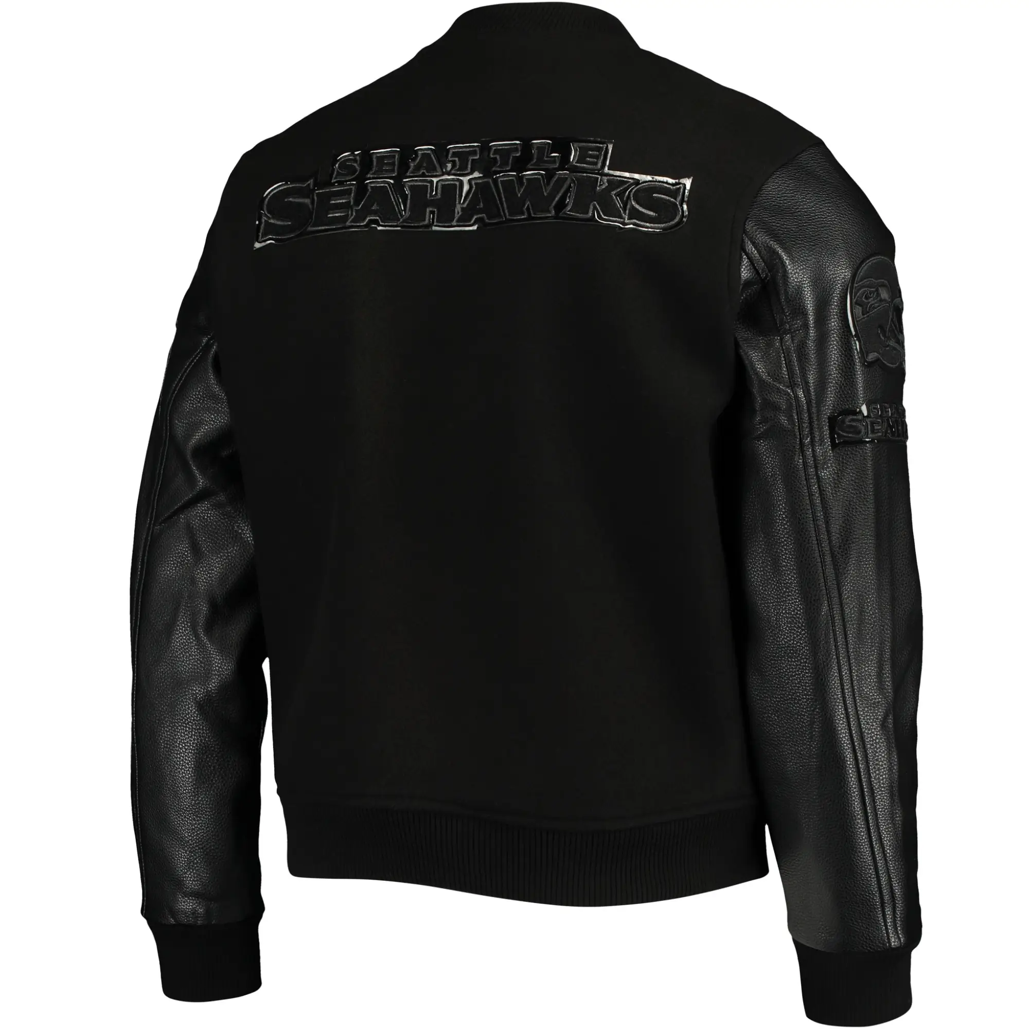 Seattle Seahawks Wool & Leather Black Varsity Jacket