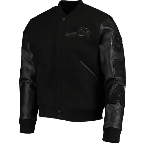 Seattle Seahawks Wool & Leather Black Varsity Jacket