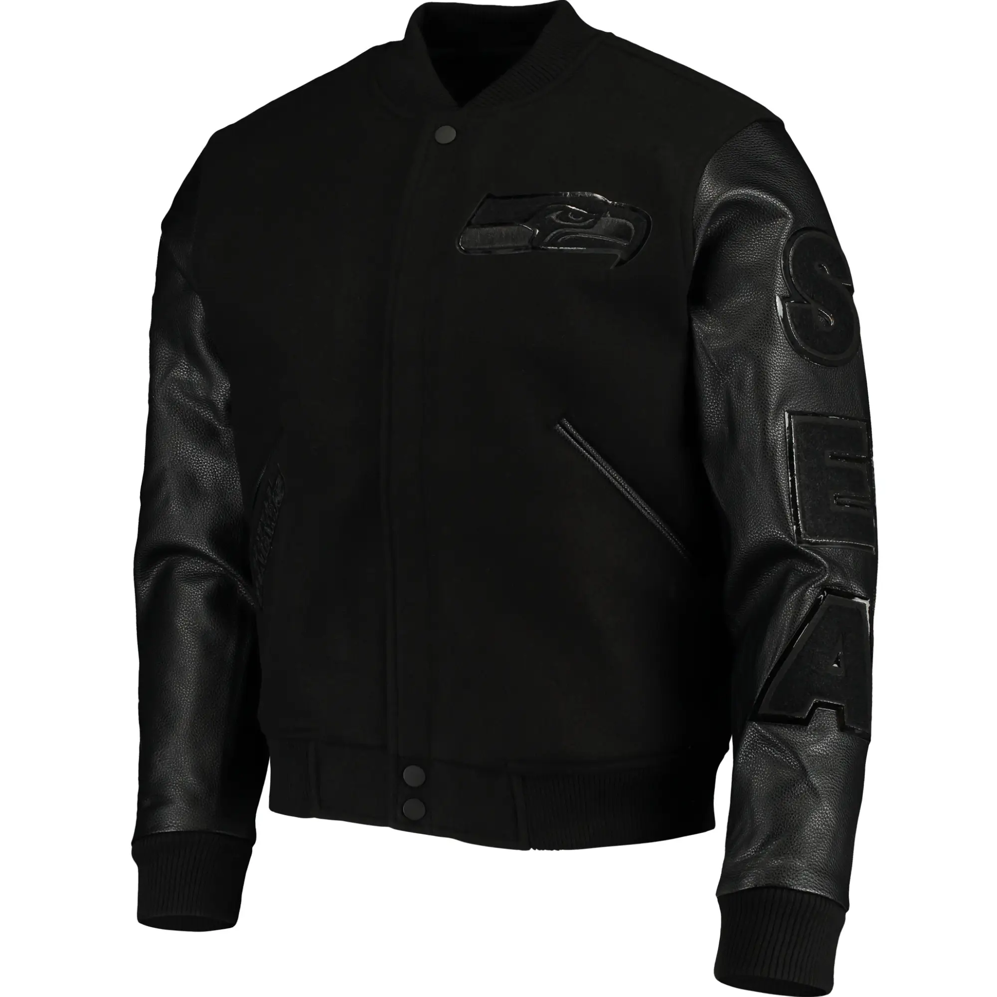Seattle Seahawks Wool & Leather Black Varsity Jacket