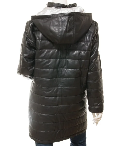 Fairfax: Women's Black Leather Quilted Long Coat