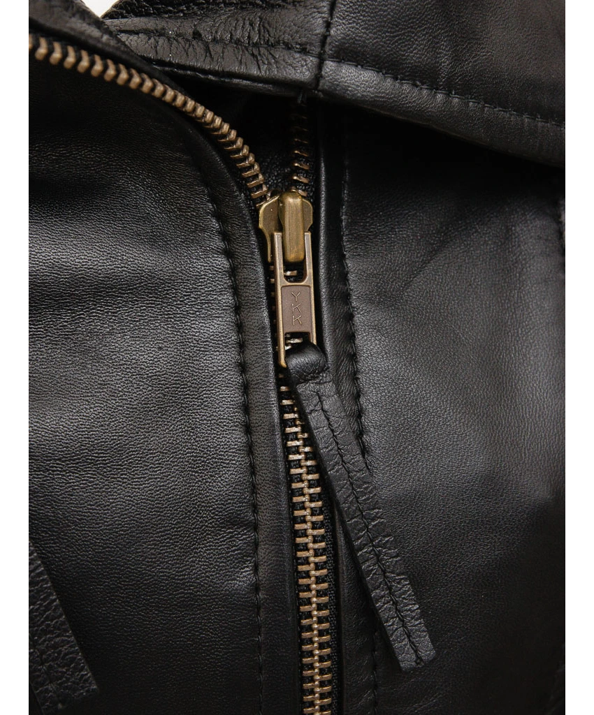 Chickasaw: Women's Double Breasted Black Leather Trench Coat