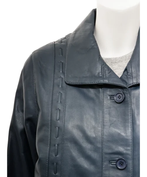WOMEN'S BLUE LEATHER COAT CULLMAN - Image 3