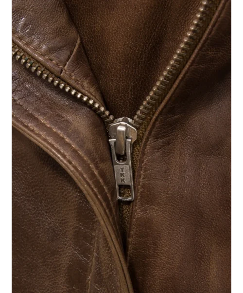 WOMEN'S BROWN LEATHER BIKER JACKET DOTHAN - Image 5