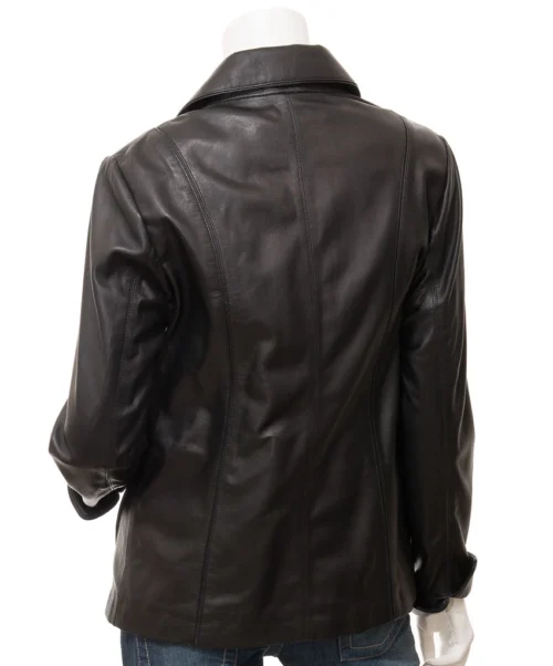 Alternative view of WOMEN'S LEATHER JACKET IN BLACK CUSSETA