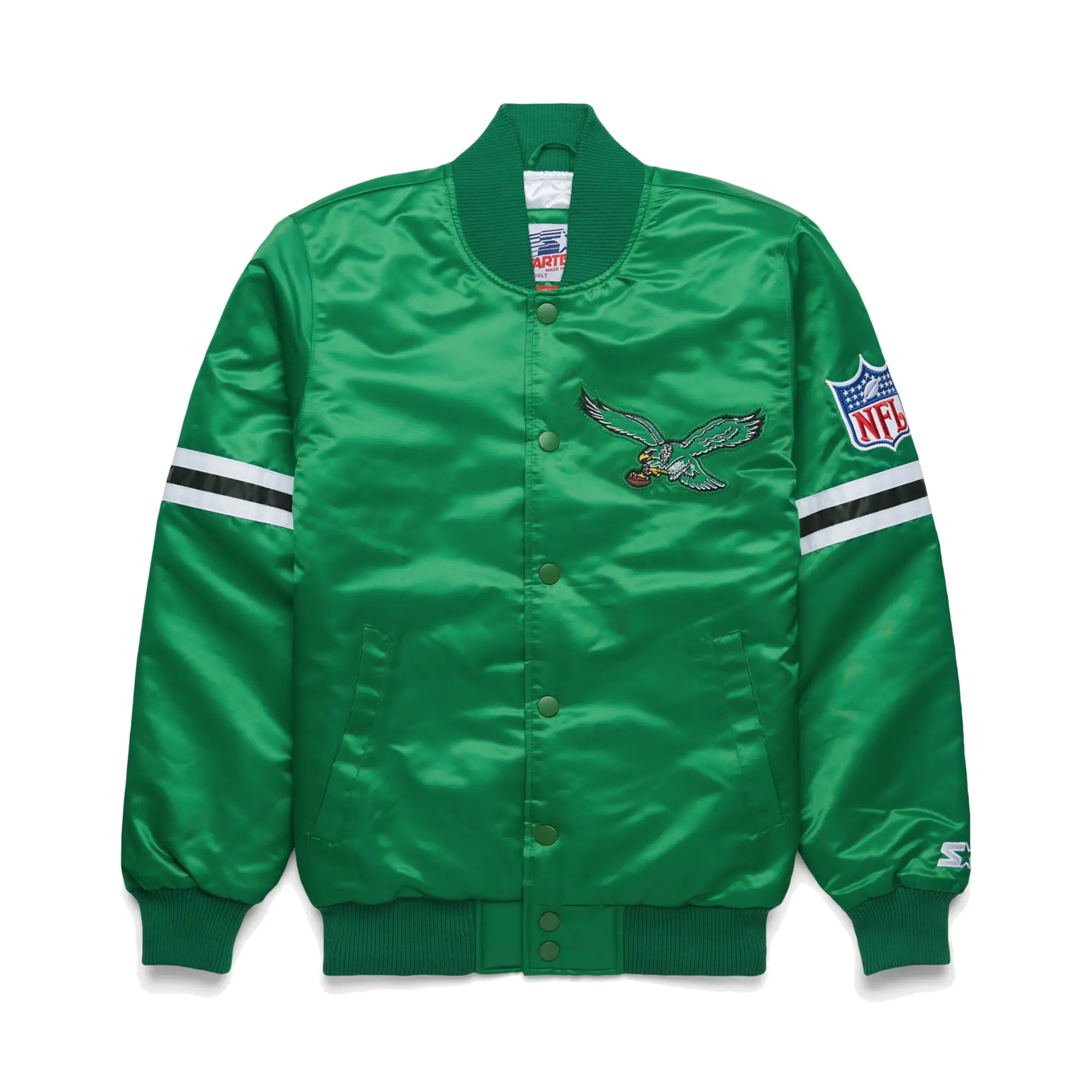 Philadelphia Eagles Pick & Roll Green Satin Varsity Jacket