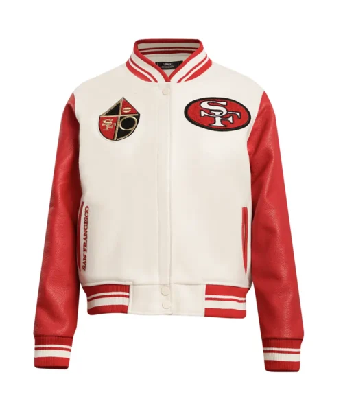 San Francisco 49ers Retro Classic Women´s Rib Cream/Red Wool Varsity Jacket