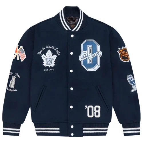 Toronto Maple Leafs Full-Snap Wool Varsity Jacket - Blue