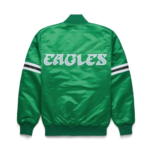 Alternative view of Philadelphia Eagles Pick & Roll Green Satin Varsity Jacket
