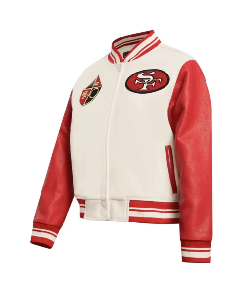 Alternative view of San Francisco 49ers Retro Classic Women´s Rib Cream/Red Wool Varsity Jacket