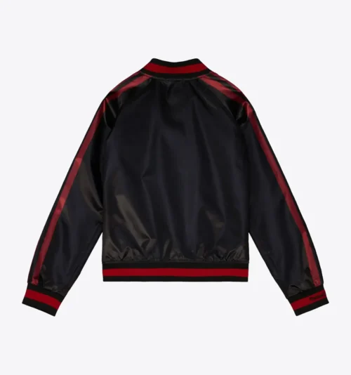 Alternative view of Chicago Blackhawks Women's Raglan Satin Full-Snap Black Varsity Jacket