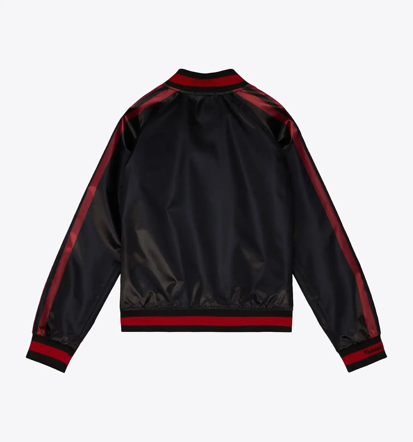 Chicago Blackhawks Women's Raglan Satin Full-Snap Black Varsity Jacket - Image 2
