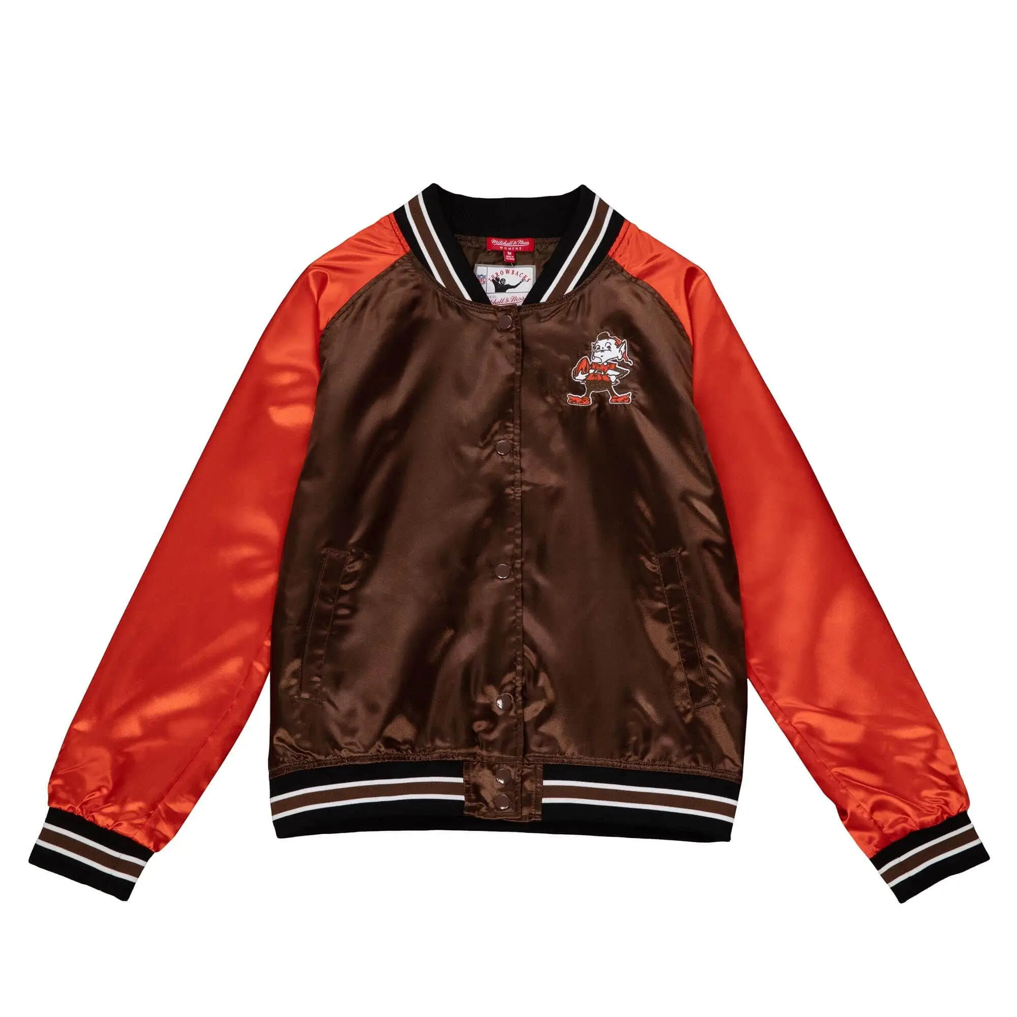 Cleveland Browns Women's Team 2.0 Satin Raglan Full-Snap Varsity Jacket