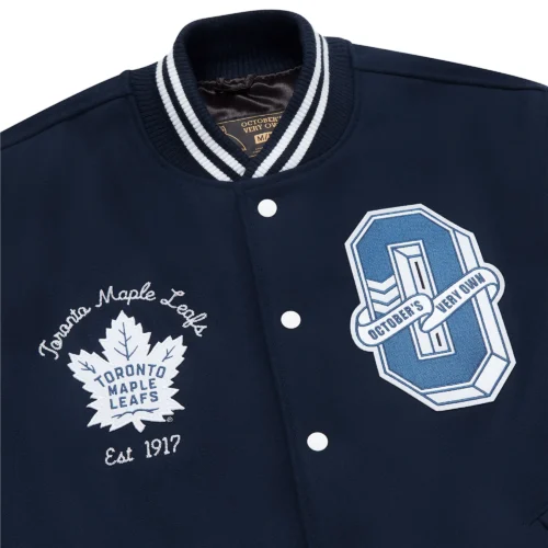 Toronto Maple Leafs Full-Snap Wool Varsity Jacket - Blue - Image 3