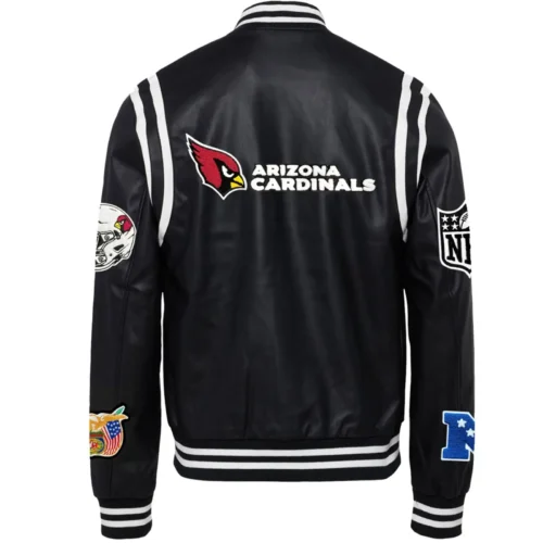 Alternative view of Arizona Cardinals Rib Knitted Full Black Leather Varsity Jacket
