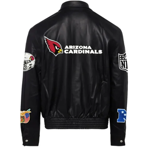 Alternative view of Arizona Cardinals Full Black Leather Varsity Jacket