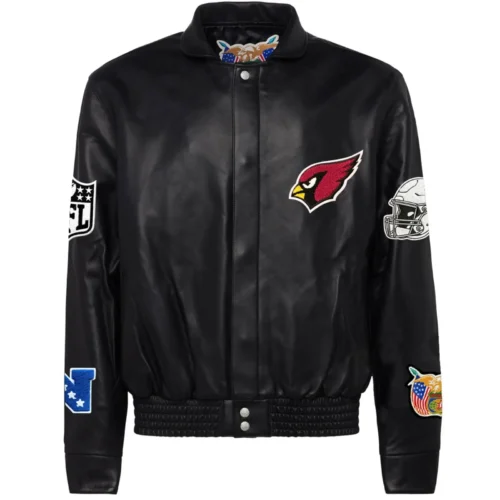 Arizona Cardinals Full Black Leather Varsity Jacket