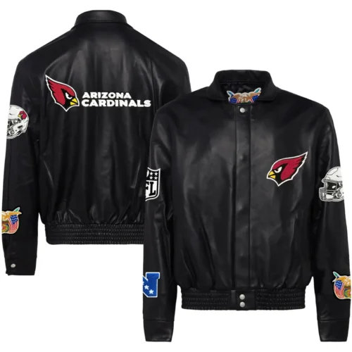 Arizona Cardinals Full Black Leather Varsity Jacket - Image 3