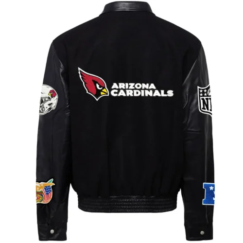 Alternative view of Arizona Cardinals Jeff Hamilton Wool & Leather Black Varsity Jacket