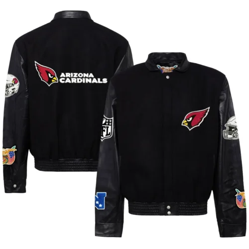 Arizona Cardinals Jeff Hamilton Wool & Leather Black Varsity Jacket - Image 3