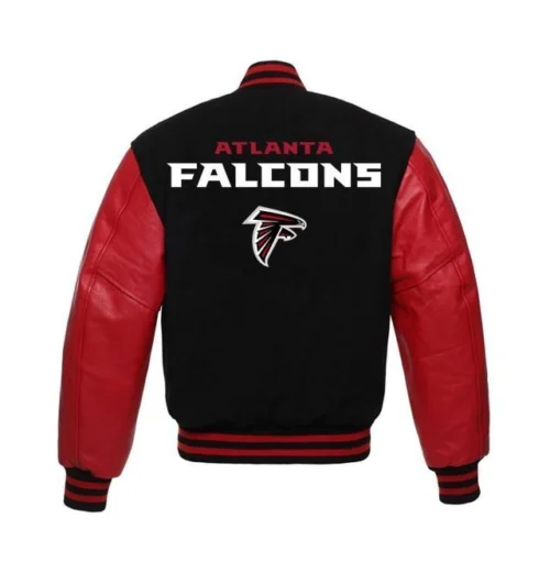 Alternative view of Atlanta Falcons Letterman Full-Snap Red/Black Wool & Leather Varsity Jacket