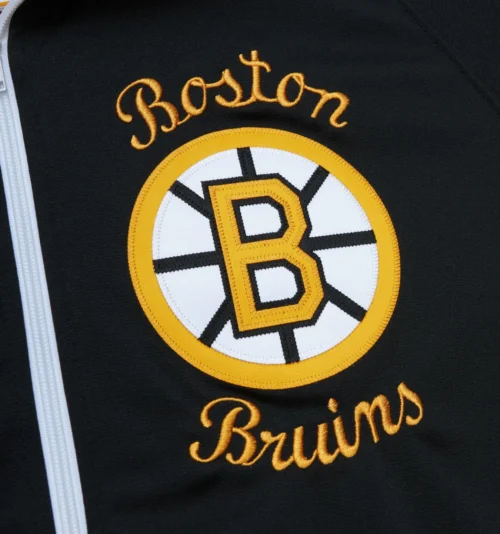 Boston Bruins Authentic 1984 Warm-Up Satin Varsity Jacket - Image 3