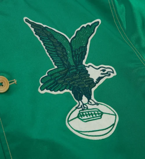 Philadelphia Eagles Authentic 1938 Green Satin Varsity Green Jacket - Image 3