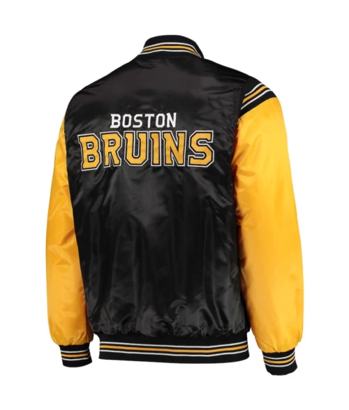 Alternative view of Boston Bruins The Enforcer  Black & Yellow Satin Varsity Jacket