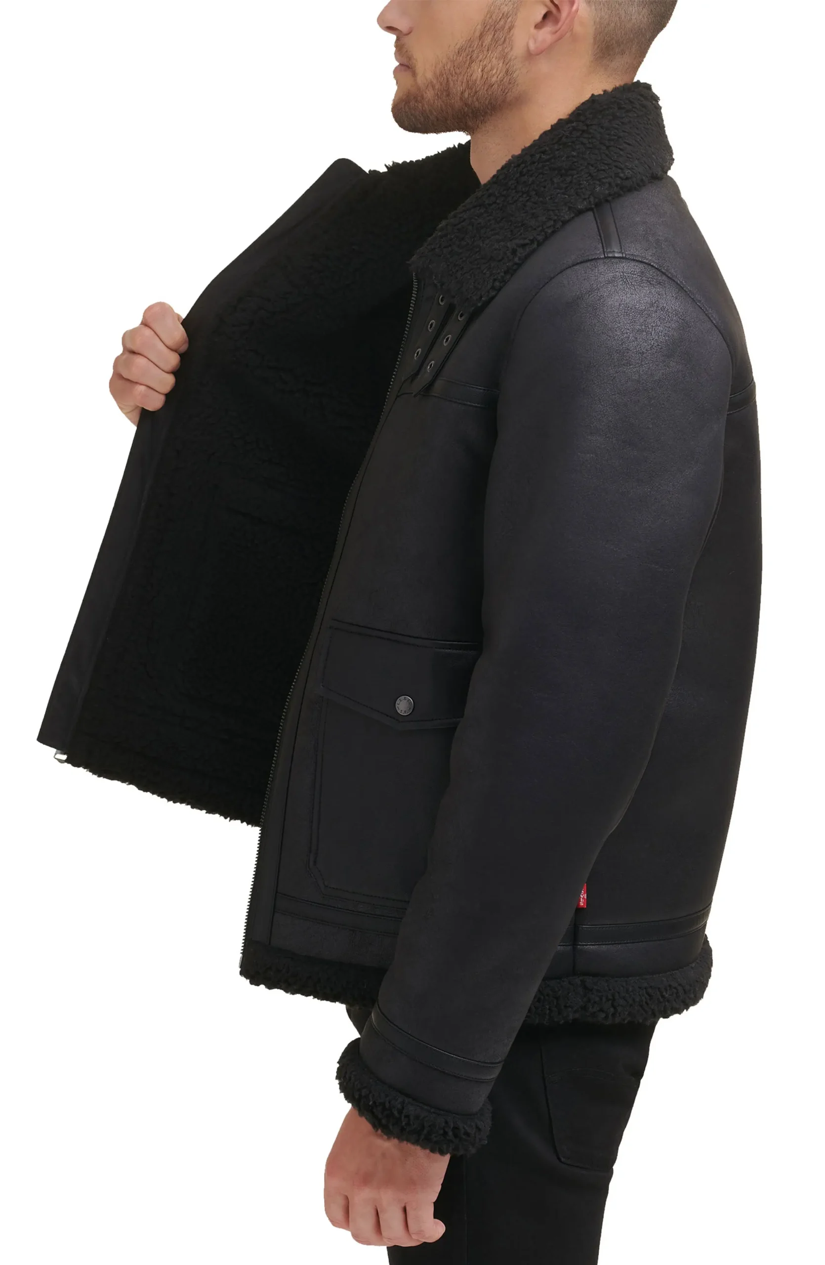 Carter Mitchell Faux Shearling Moto Leather Jacket - Image 3