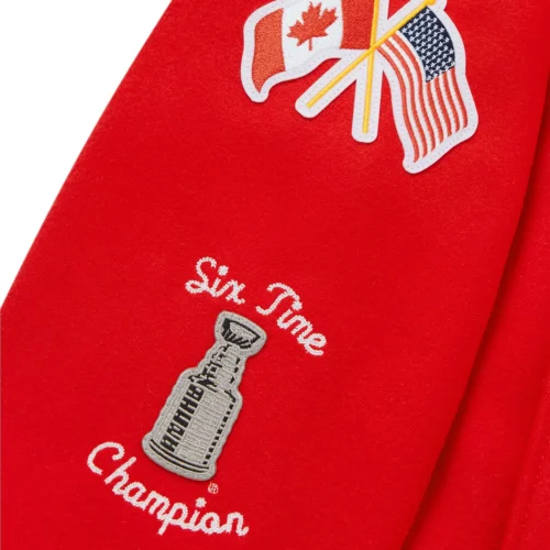 Chicago Blackhawks Full-Snap Red Wool Varsity Jacket - Image 5