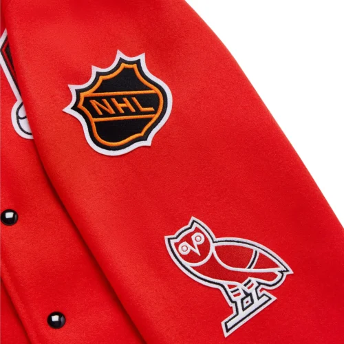 Chicago Blackhawks Full-Snap Red Wool Varsity Jacket - Image 6