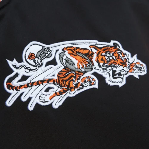 Cincinnati Bengals Cooperstown Heavyweight Full-Snap Satin Black Varsity Jacket - Image 3