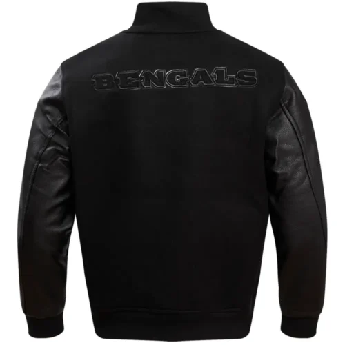 Alternative view of Cincinnati Bengals Triple Black Wool & leather Varsity Jacket