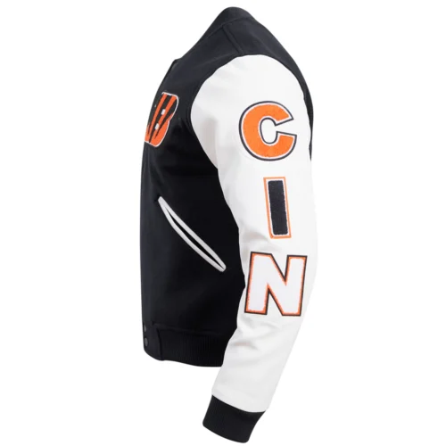Cincinnati Bengals Classic Rib Wool & leather Varsity Jacket - Image 3