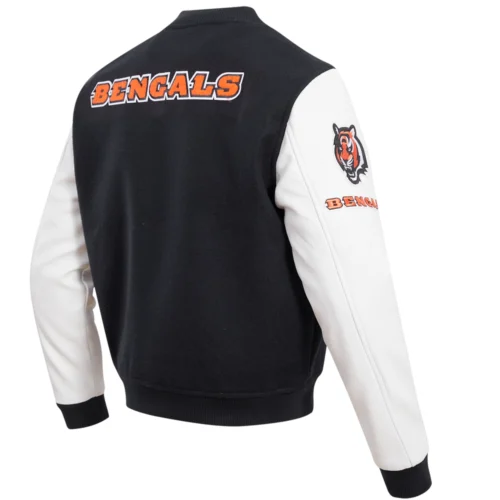 Cincinnati Bengals Classic Rib Wool & leather Varsity Jacket - Image 4
