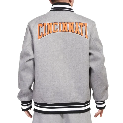 Alternative view of Cincinnati Bengals Crest Emblem Full-  Wool Gray Varsity Jacket