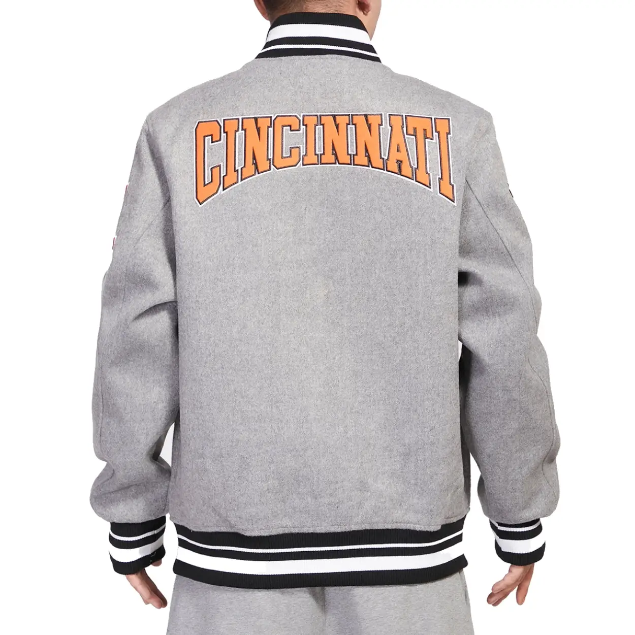 Cincinnati Bengals Crest Emblem Full- Wool Gray Varsity Jacket - Image 2