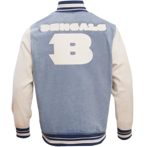 Alternative view of Cincinnati Bengals Blues Denim & Leather Varsity Jacket