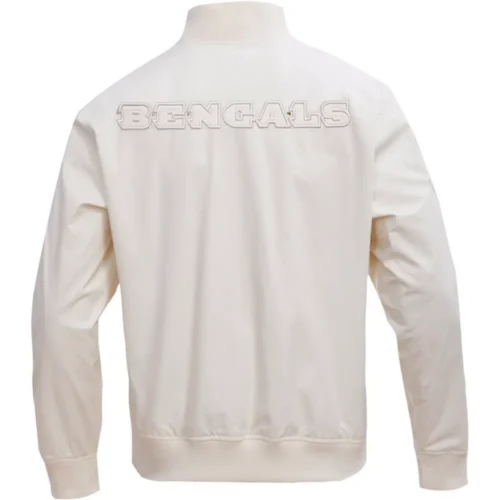 Alternative view of Cincinnati Bengals Neutral Zipper Satin Cream Varsity Jacket