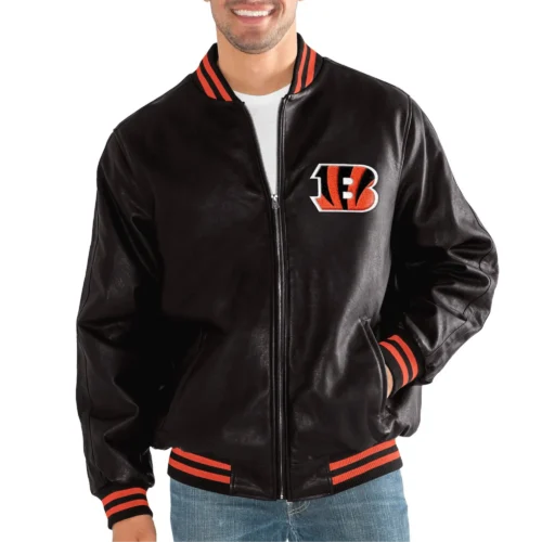 Alternative view of Cincinnati Bengals Stiff Arm Pleather Varsity Jacket