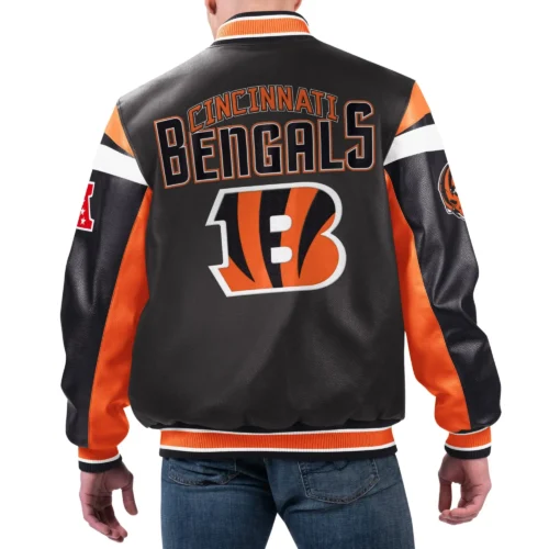 Alternative view of Cincinnati Bengals Full-Zip Leather Black Varsity Jacket