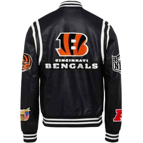 Alternative view of Cincinnati Bengals  Black Full Leather  Varsity Jacket